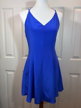 Lavender Brown Royal Blue Spaghetti-Strap Mini Dress